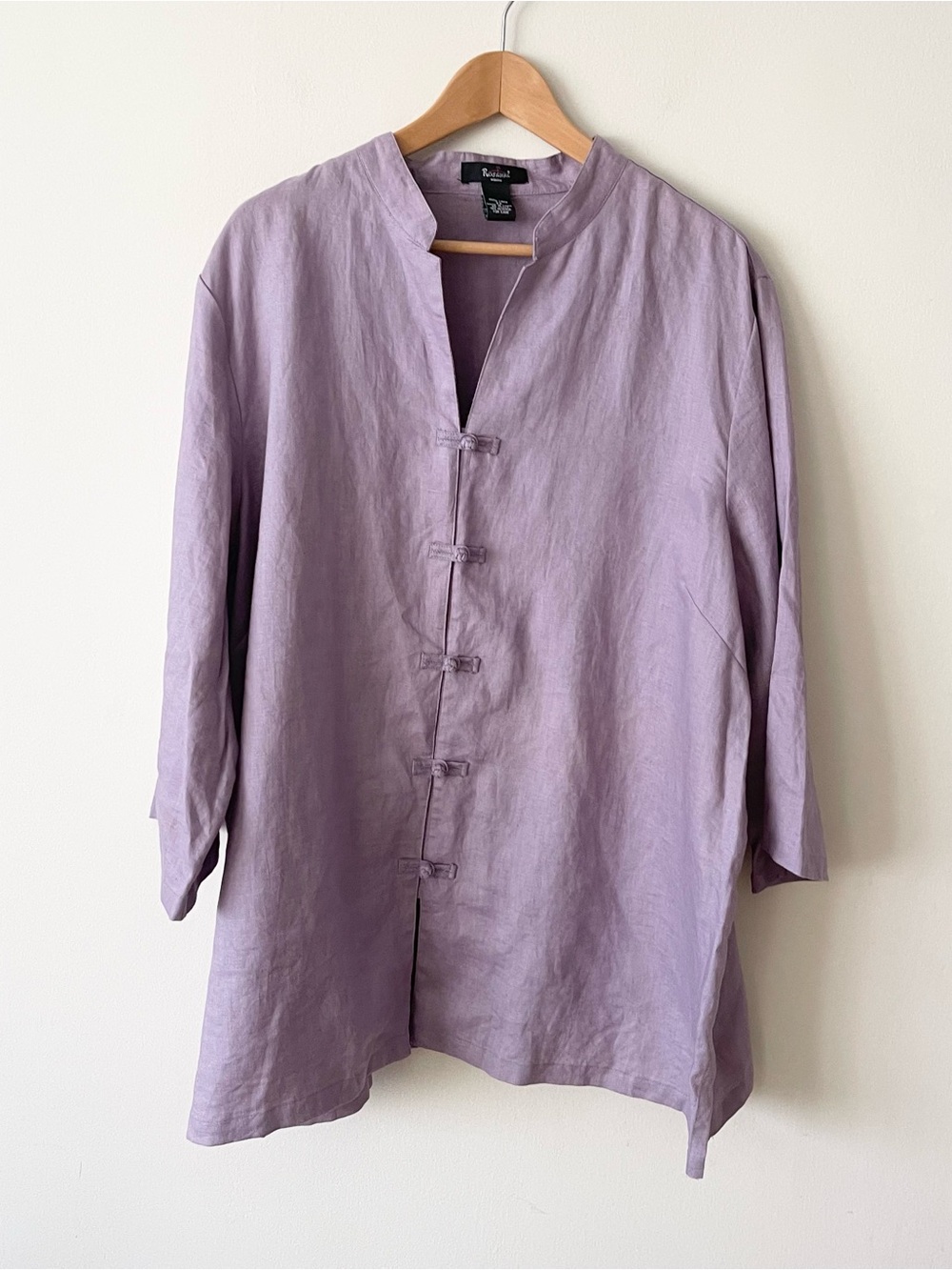 Rosanna Linen Relaxed Lavender Mandarin Collar Tunic Top Women’s size 3X